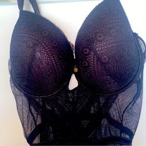 Black Lace Lingerie Teddy corset style Snap Crotch Onsie